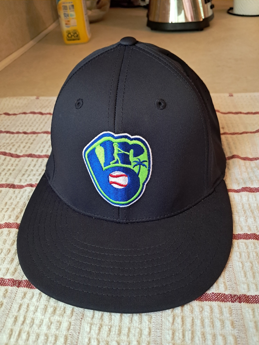 Milwaukee Brewers Hat Lite R-Flex Cap Palm Tree Logo SM-MD Navy Blue